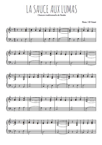 Téléchargez l'arrangement pour piano de la partition de La sauce aux Lumas en PDF